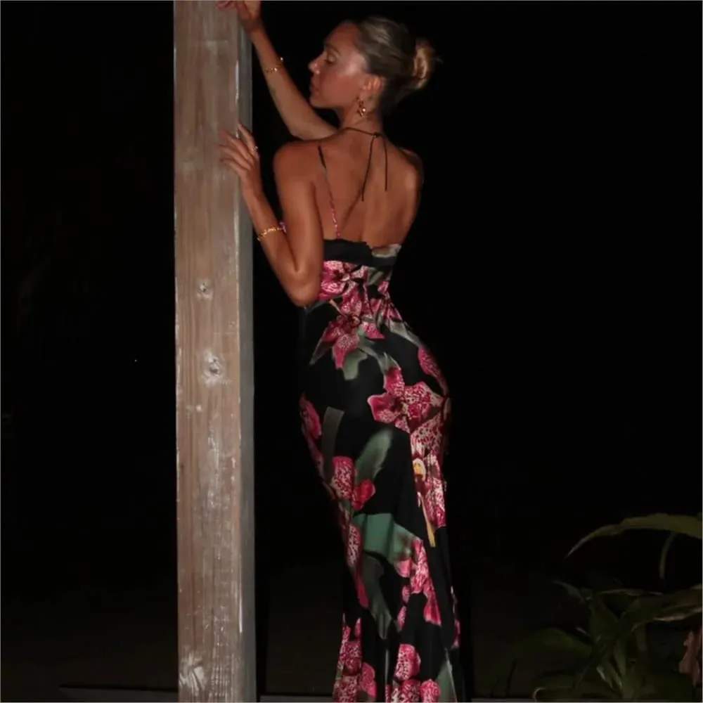 2026 MsChuh Summer Party Dresses For Woman Evening Dress Backless Vestidos Flower Printed Sleeveless Fashion Trendy Temperament