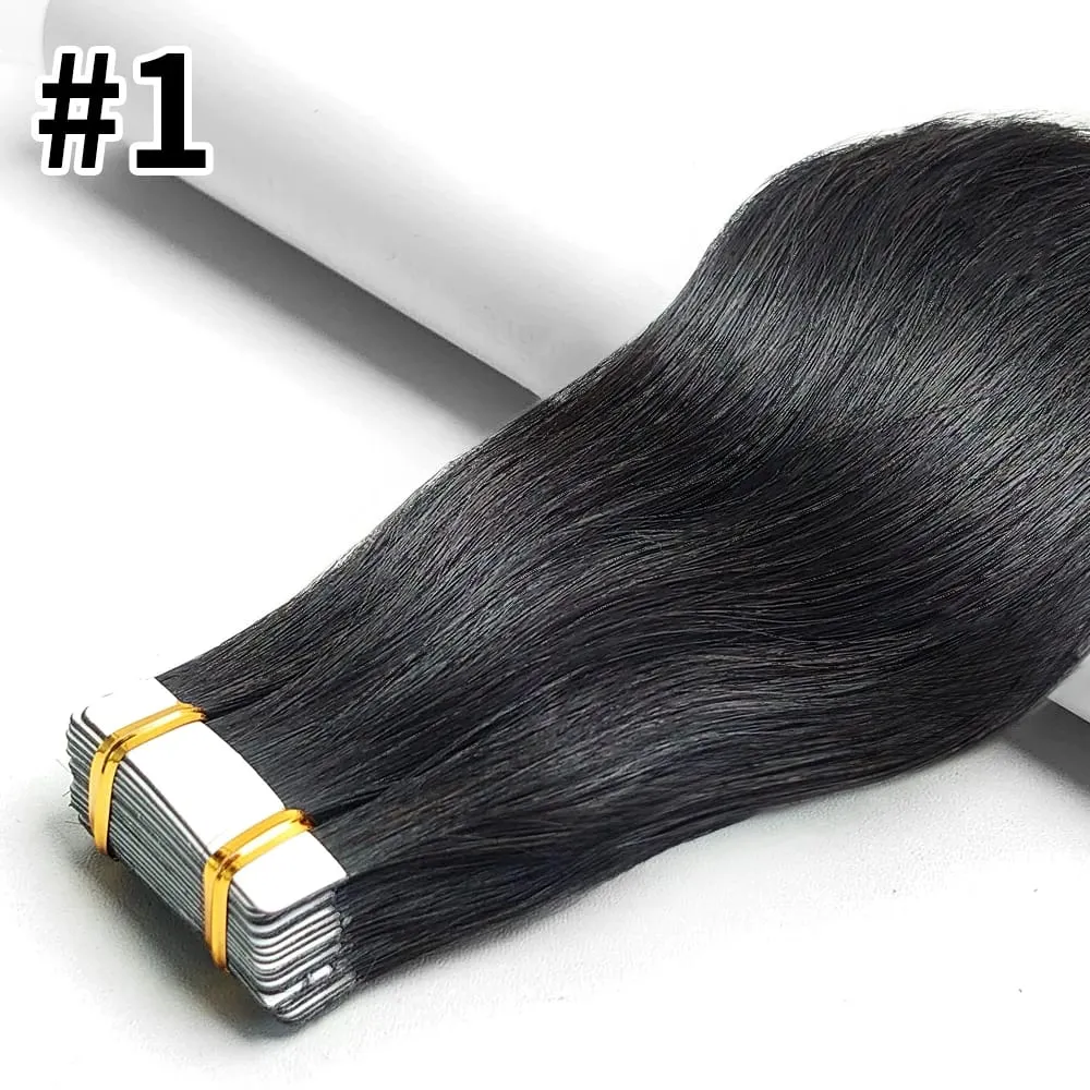 Tape In Haarverlängerungen, 100 % Remy-Echthaar, Nagelhaut-Hautschuss, nahtloses Klebeband, Haarverlängerungen, 50 g/Set, 20 Stück, beste Qualität