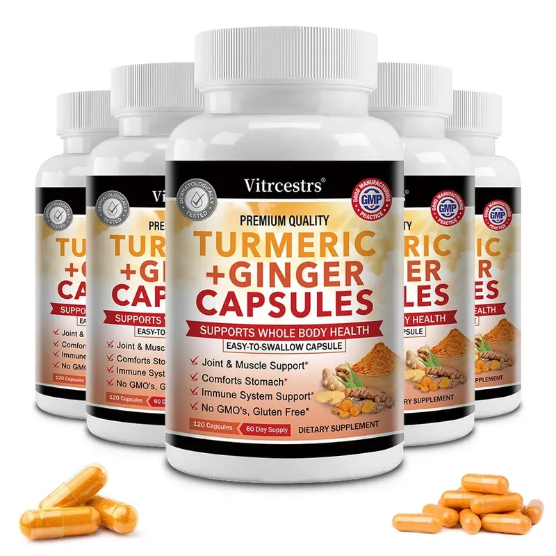 Turmeric and Ginger Root Capsules - Joint Bone and Muscle Health Support Promote Digestion Vegan & Non-GMO