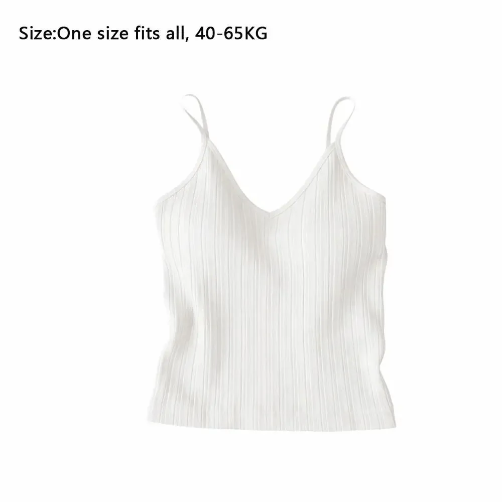 New V-neck Camisole Top Sleeveless Inside Wear Halter Undershirt One-piece Cup French Style Lingerie Summer