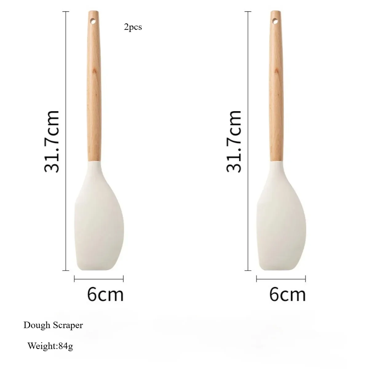 2/12Pcs White Silicone Kitchen Utensils Set with Wooden Handle Cookware Spatula Heat Resistant Non-stick Kitchen Cooking Tools
