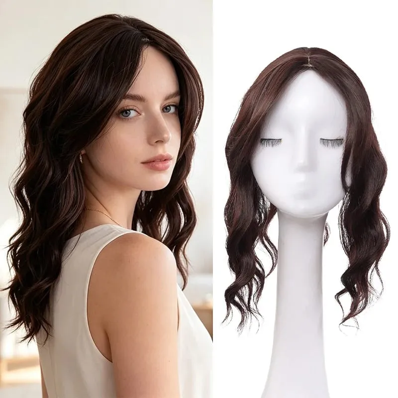High Quality Synthetic Water Wave Wig Topper Middle Part With Natural Shine Easy To Apply For Quick Volume Boost.