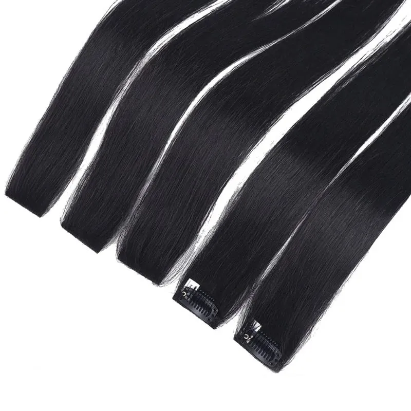 24'' 5Pcs Straight Synthetic Hair Pieces Clip In Hair Extensions Black Colored Hair Clips Women Halloween Cosplay Hairstyle