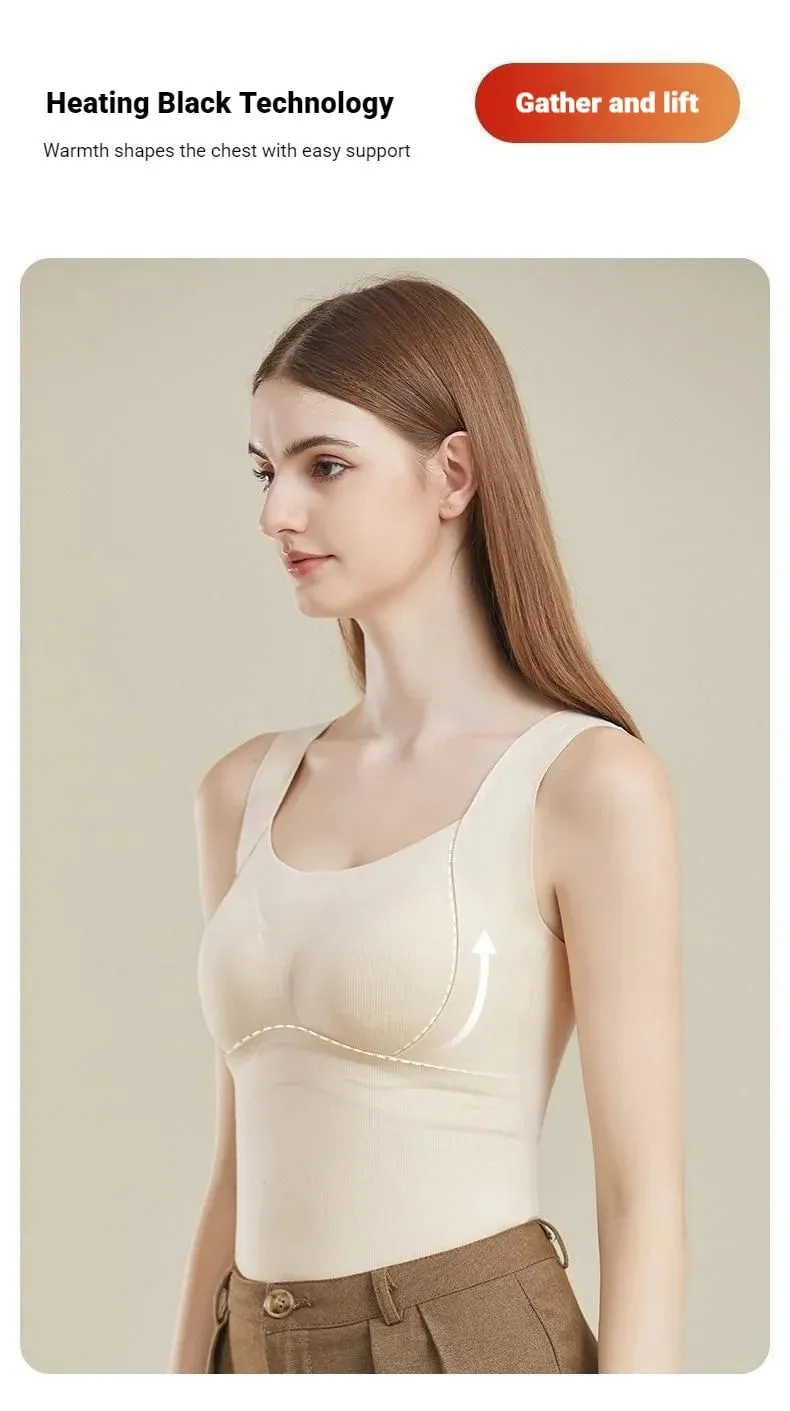 Womens Thermal Vest With Built In Bra Seamless Warm Lined Tank Top For Inner Winter Bottoming Top Friendly Intimate Lingerie New