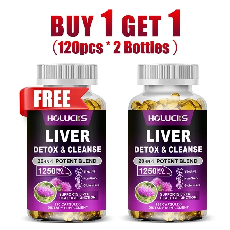 Liver Detox & Cleanse Capsules พร้อม Milk Thistle สนับสนุนการกำจัดสารพิษ การย่อยอาหารและสุขภาพไต สารต้านอนุมูลอิสระและสารล้างพิษ
