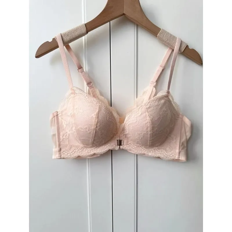 Summer Nouvelle Tendance! Soutien-Gorge Push Up à Fermeture Avant - Bretelles Dentelle Dos Bralette Légère pour Petite Poitrine