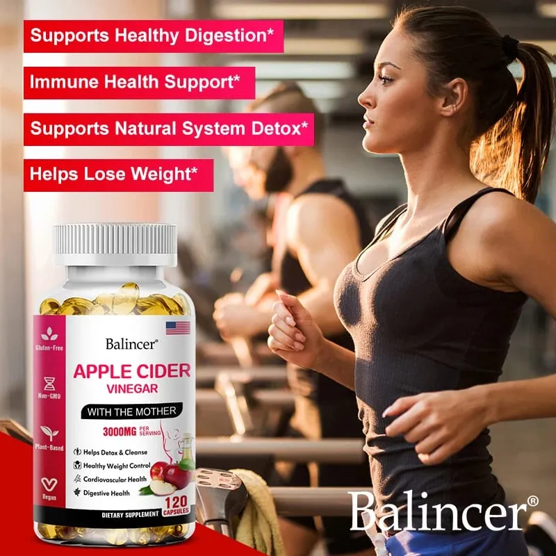 Balincer Apple Cider Vinegar Capsules Pagsusunog ng Taba ng Appetite Suppressant Malusog na Pagbabawas ng Timbang Cleanse Vitamin Supplement