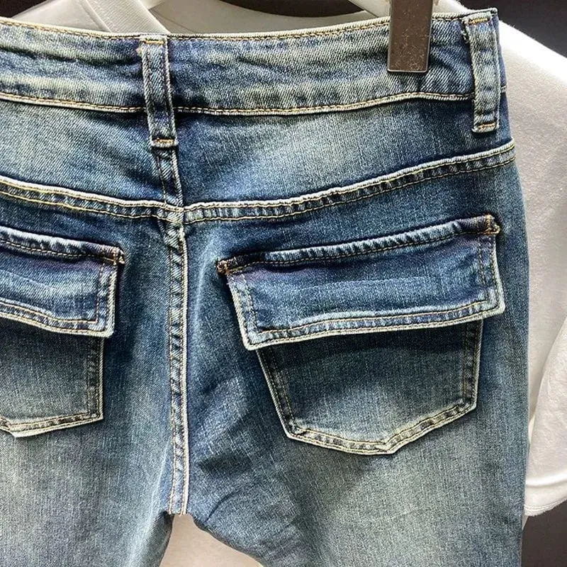 Spring and Autumn New Fashionable Solid Color American Retro Straight leg Jeans for Men's Casual Sports High quality Jeans 28-36