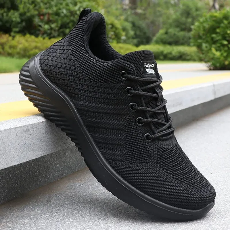 Men's Solid Lace-Up Casual Shoes Lightweight Outdoor Sneakers Suitable for All-Season Training and Exercise Lightweight Breathable Non-Slip Ideal for Casual Walking Enthusiasts