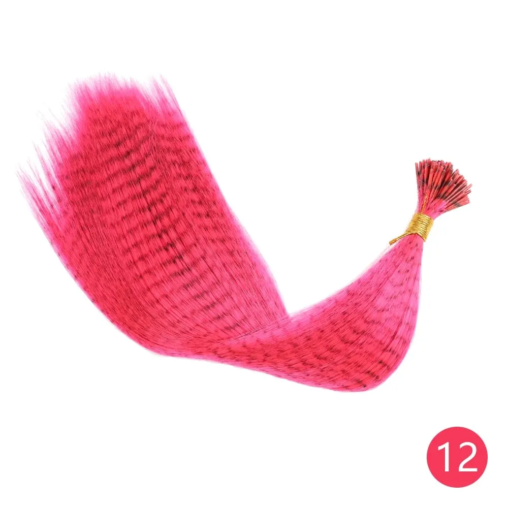 Lansa Feather Hair Extension 10Pieces Fake Hair I Tip Rainbow Synthetic Hair 16inch Hairpiece Feather for Hair Extension