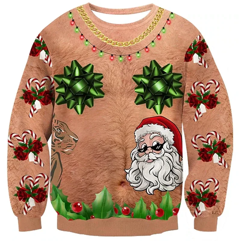 Suéter feo de Navidad, sudaderas divertidas con estampado 3D de patrón muscular para hombres, nueva moda, jersey, disfraz de fiesta, regalo de Navidad — image 5
