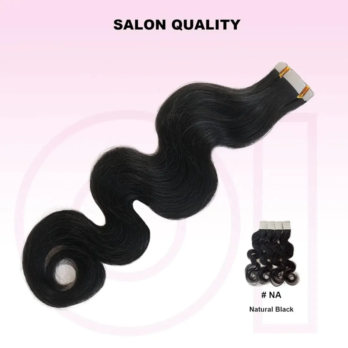 Body Wave Tape In Hair Extensions 100% Human Hair 20Pcs/50g Wavy Tape Ins Adhesive Replaceable Seamless Invisible Natural Black