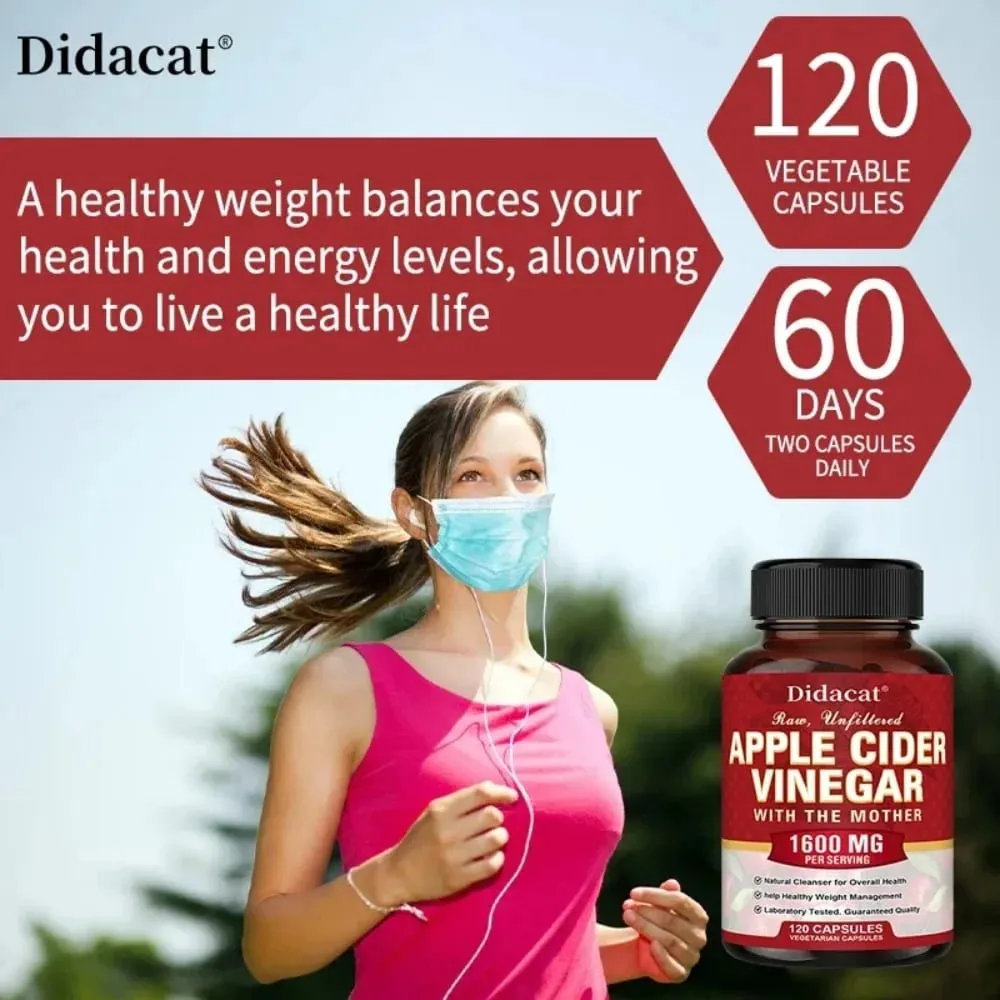 Apple Cider Vinegar Capsules Detoxify Relieve Bloating and Constipation Help Weight Management Promote Digestive Health