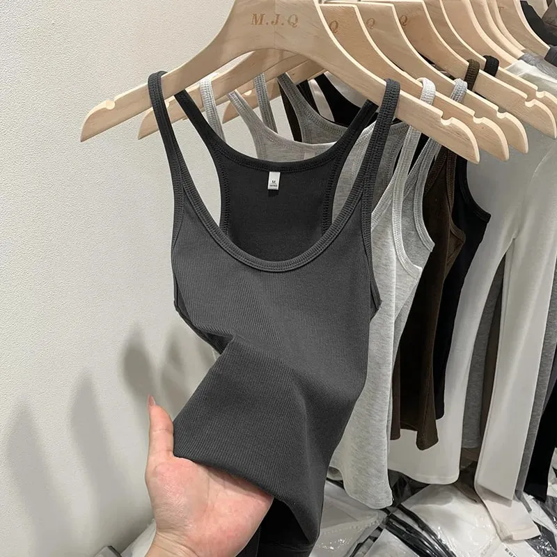Layering Outerwear Tees 2026 Summer Y2K Hot Girl Knitted Ribbed Women Camis Figure Flattering Sleeveless Tank Top