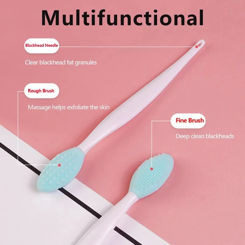 1-20pcs Beauty Skin Care Wash Face Silicone Brush Exfoliating Nose Clean Blackhead Removal Brushes Tools With Replacement Head