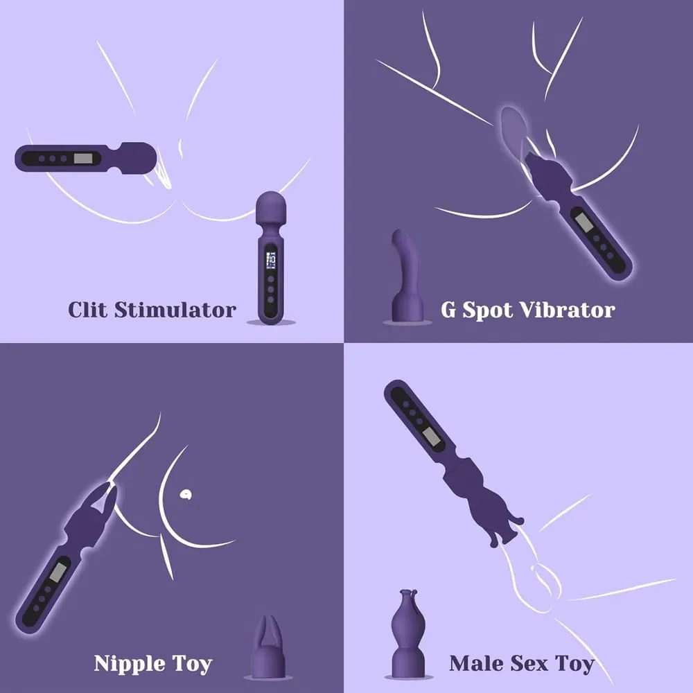 AV Wand Vibrator for Women Clit Nipples Vagina Stimulator Vibrator Kits with 3 Interchangeable Heads Sex Toy for Women Couples