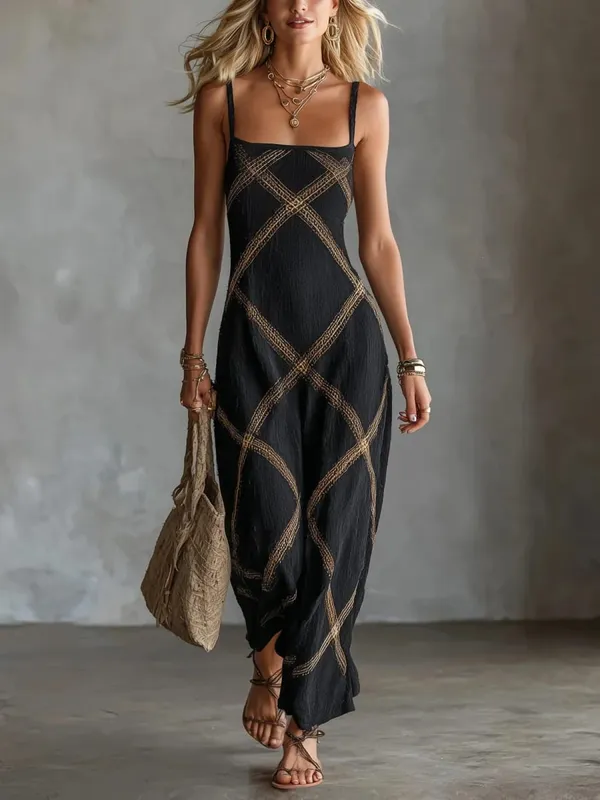 Printed Striped Solid Color Sleeveless Dress Casual Summer Dresses Spring Outfit