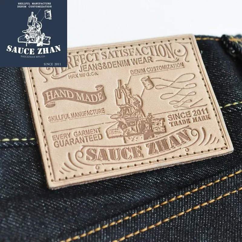 SauceZhan 316XX Casual Selvedge Jeans Raw Denim Jeans Unwashed Selvage Indigo Denim Jeans Straight Mens Jeans