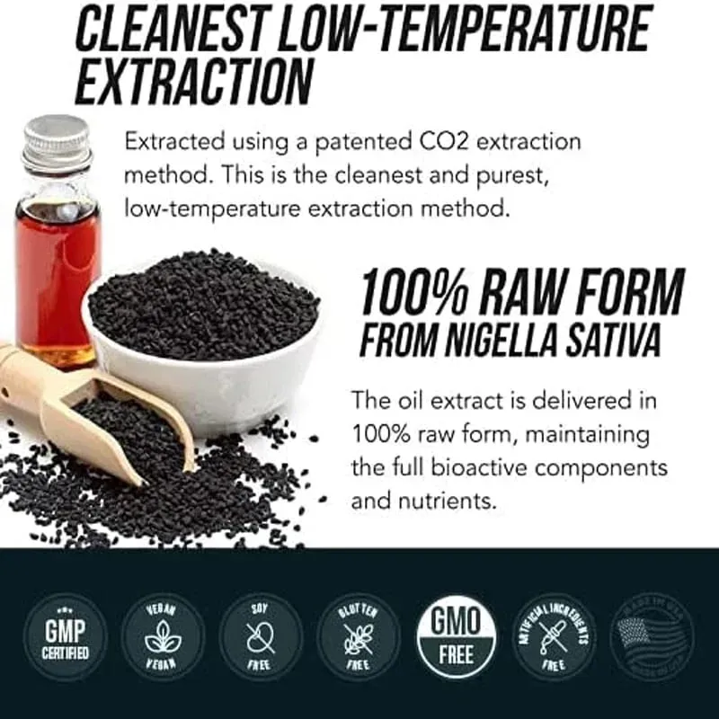 Black Cumin Seed Oil - Supports Immune Cardiovascular Hair Skin Digestive & Respiratory Health Promoting Overall Well-being