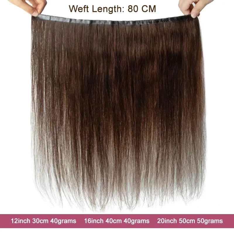 Liền mạch Băng tự nhiên Sợi ngang dài Da PU Băng ngang trong phần mở rộng của con người Không có keo Tóc con người cho tóc mịn Dài 80cm bó sợi ngang