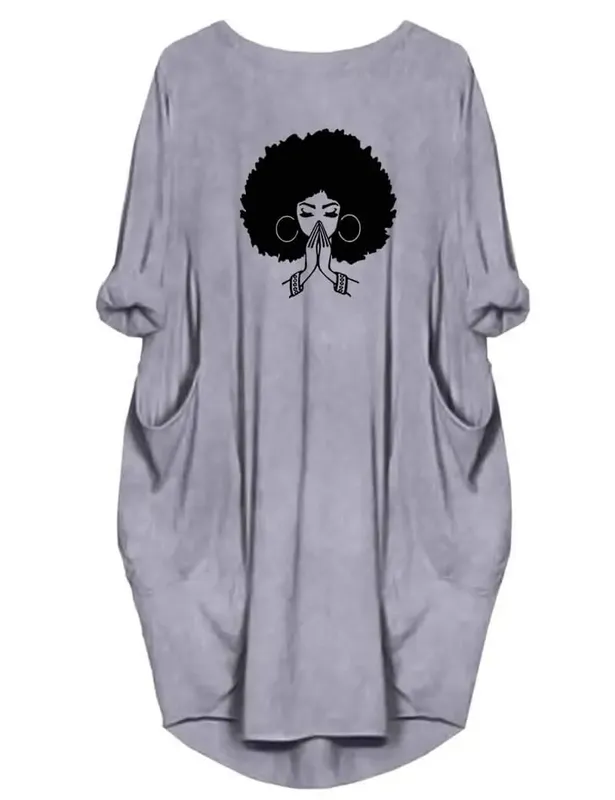 Vestidos informales holgados de talla grande para mujer, de manga corta y cuello redondo, estilo High Street, bolsillos dobles, prendas de vestir exteriores holgadas de gran tamaño