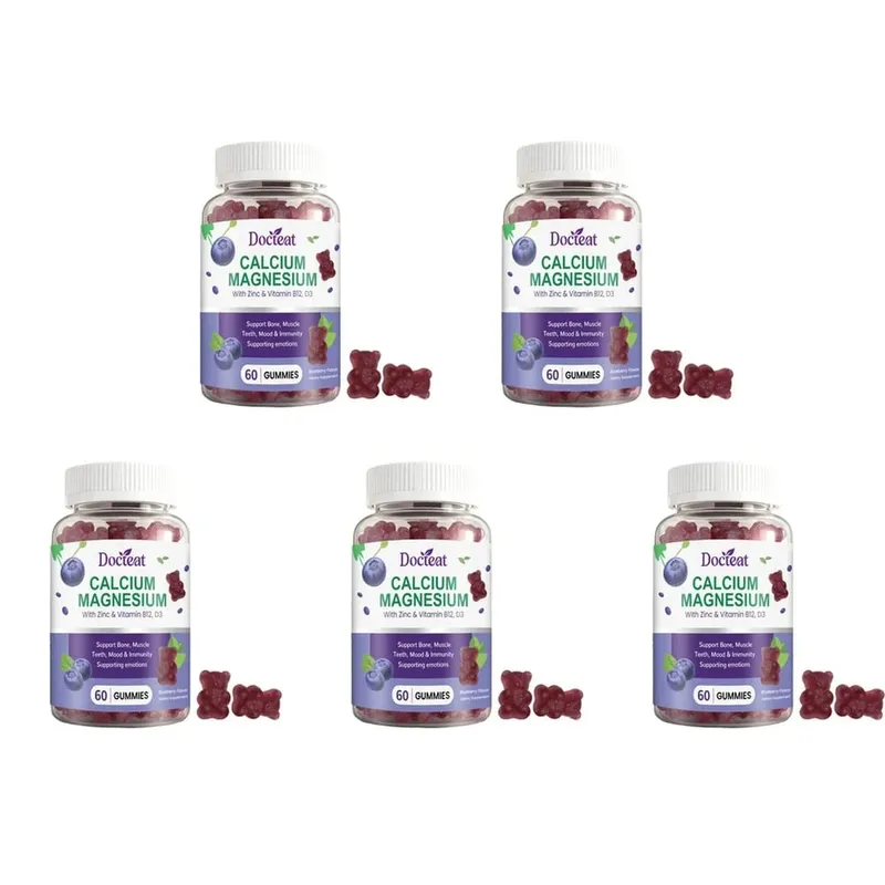 Calcium Magnesium Gummies with Zinc and Vitamins D3 B12 and B6 for Bone Teeth Mood & Immunity Support 60 Gummies