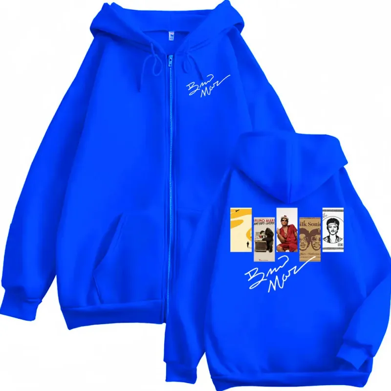 Bruno Mars Album 2026 Cover Zip Up Hoodies Men Women Fashion Hip Hop Gothic Jacket Sweatshirts Fleece Casual Zipper Hoodie Coats