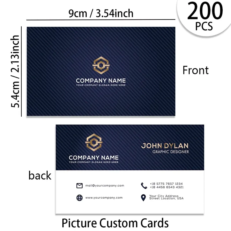 200pcs Custom Business Cards/Cards Desktop Business Cards Thank You Cards Waterproof Surface