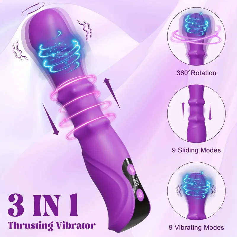 3 in 1 Thrusting Rotating Vibrator Clitoris Massager Telescopic G Spot Stimulator Women Dildo Adult Sex Toys Female Masturbator — image 8