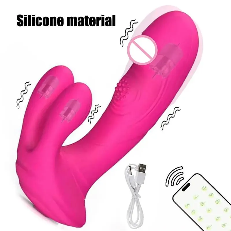 Silicone Rabbit Vibrator 3-in-1 G-Spot Clit Anal Beads Stimulator 10 Modes Thrusting Vibrating Sex Toy for Women
