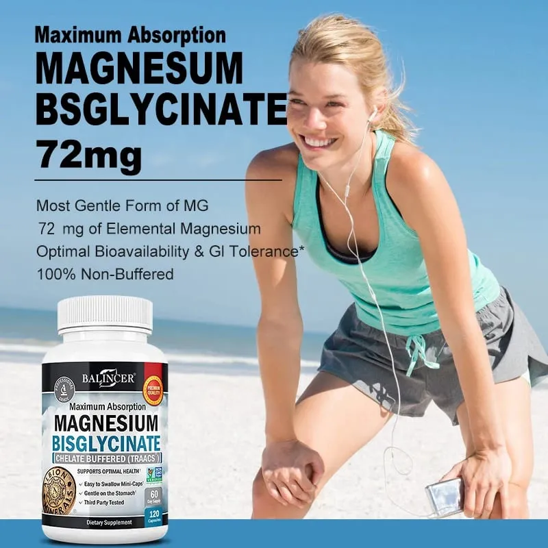Magnesium Bisglycinate 400 Mg - 120 Vegetarian Capsules - Supports Muscle Joint and Heart Health