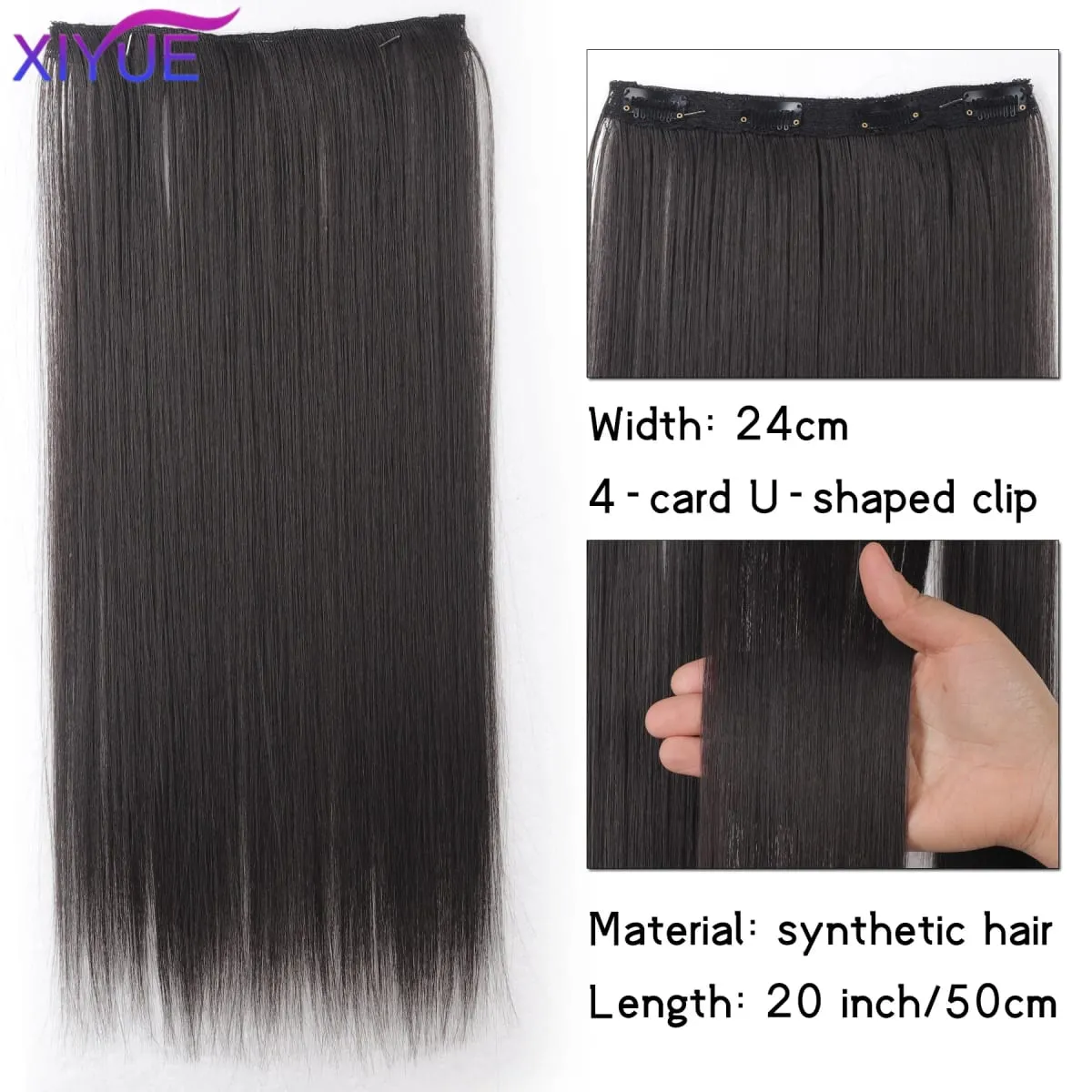 20 Zoll lange synthetische gerade Clip-in-Haarverlängerungen für Frauen – lebendige Farben, synthetische Fasern, einfach zu verwenden