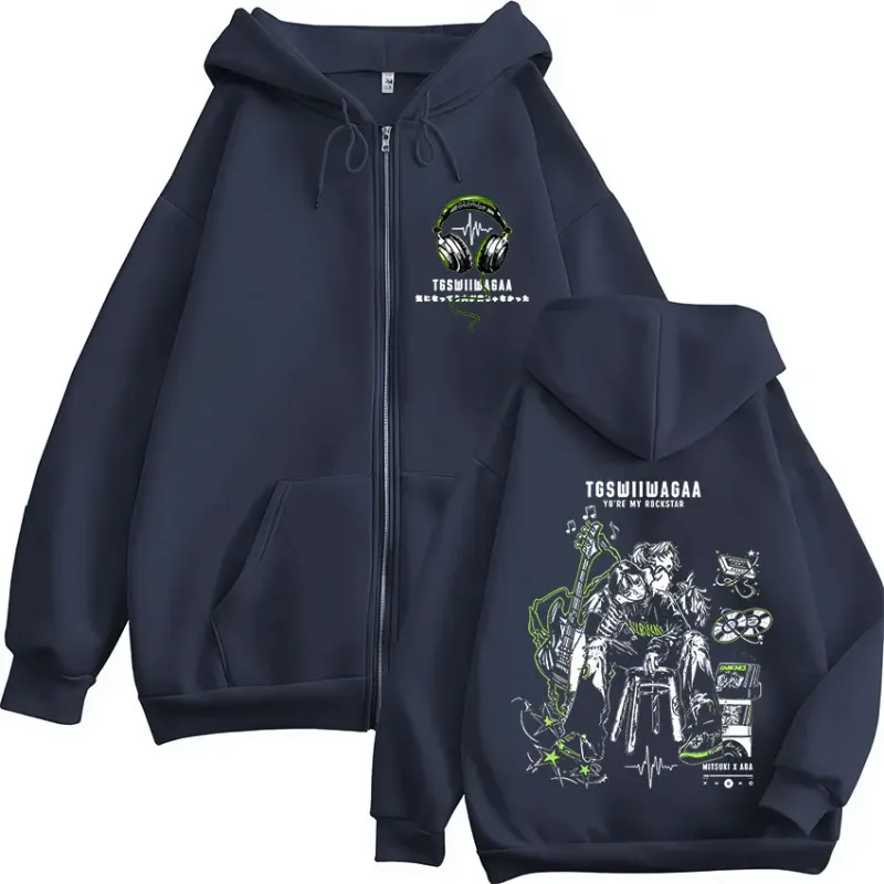 Anime The Guy She Was Interested in Wasn't A Guy At All Zipper Hoodies Men Women Fashion Casual Zip Up Hooded Sweatshirts Jacket