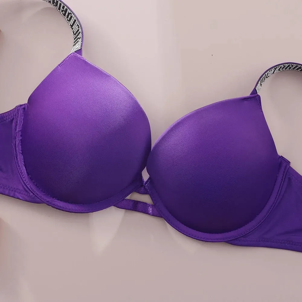Ny Push Up Shapewear Justerbar, polstret, samlet V-blonde lingerisæt BH og trusse Sexet BH og trussesæt til kvinder Komfortabel