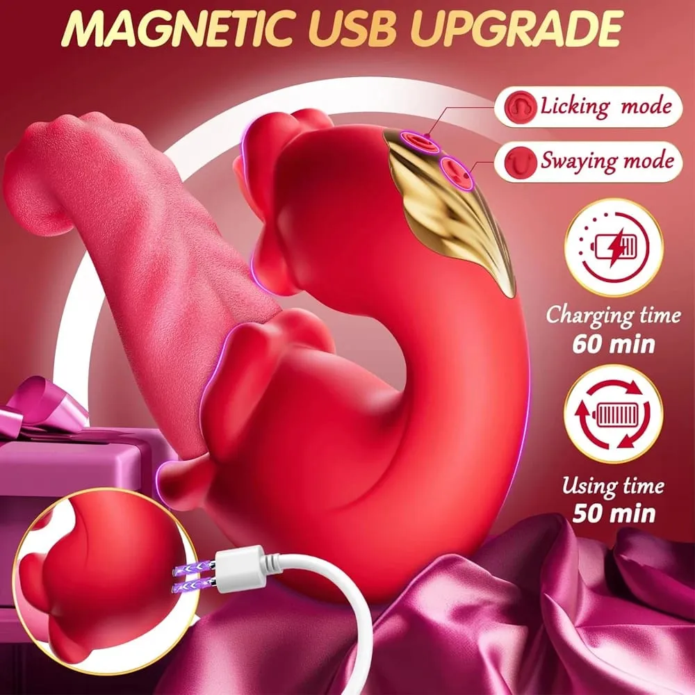 Adult Female Simulated Rocking Tongue Vibrator 10 Modes Clitoris G-Spot Anal Nipple Stimulator Couple's Sex Toy