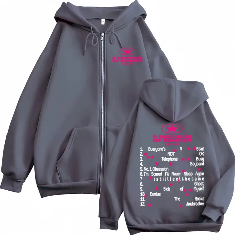 5 Seconds of Summer Everyone's A Star Album Tour Zipper Hoodies Mens Clothes Hip Hop Punk Jacket Sweatshirt Casual Zip Up Hoodie