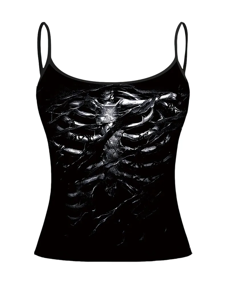 Summer new elegant women's printed camisole top fashionable and sexy off-shoulder versatile and simple camisole top