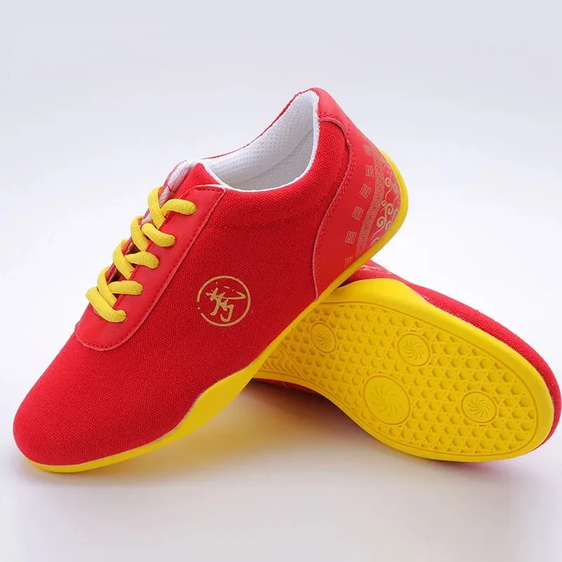 Men Women Sport Martial Arts Kung Fu Shoes Lace Up Man Canvas Tai Chi Sneakers White Black Blue Ladies Wushu Sneakers Rubber