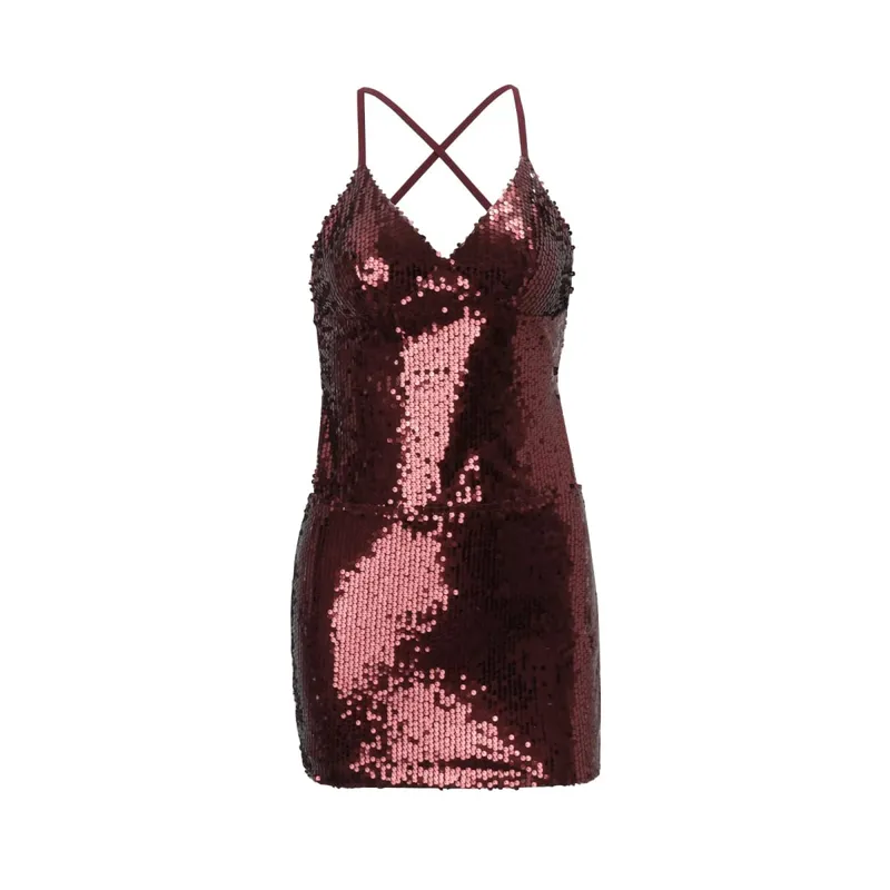 Sexy Sequin Backless Sleeveless Short Dress Women's High Waist Bodycon Mini Dresses 2026 Beach Vacation Party Club Outfits
