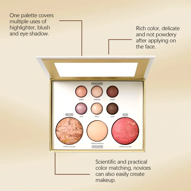 Makeup Palette Eyeshadow Highlighter Blush Bronzer All-in-One Face Palette Shimmer Matte Travel Size Cosmetic Kit Holiday Gift