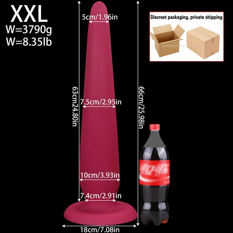 Tapón Anal enorme y súper largo de 66cm, tapones para los glúteos grandes y gruesos, juguete dilatador Anal de entrenamiento, masajeador de próstata, juguete sexual Anal para adultos para mujeres y hombres