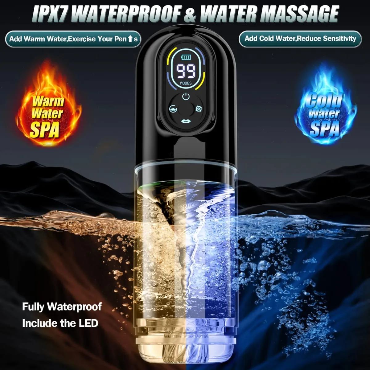Male Masturbator Penis Pump for Men Automatic Thrusting Rotating Vibrating Sucking Licking Mode LCD Pocket Pussy Adult Sex Toys