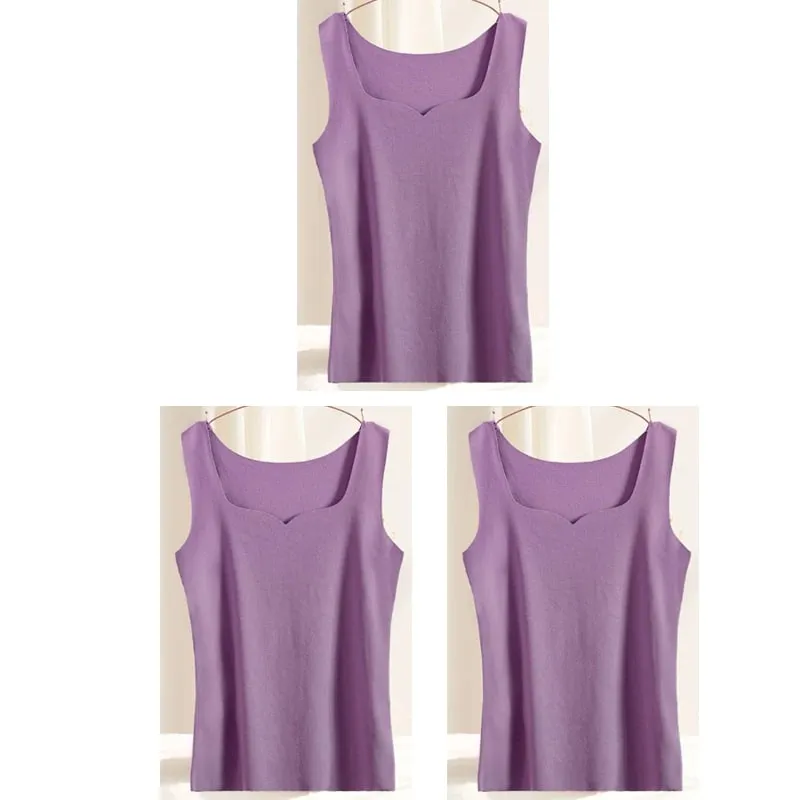 3pcs Women Thermal Tops Girls Traceless Solid Color Vest Base Layer Warm Tank Top Autumn Winter Female Sexy Slim Camisole