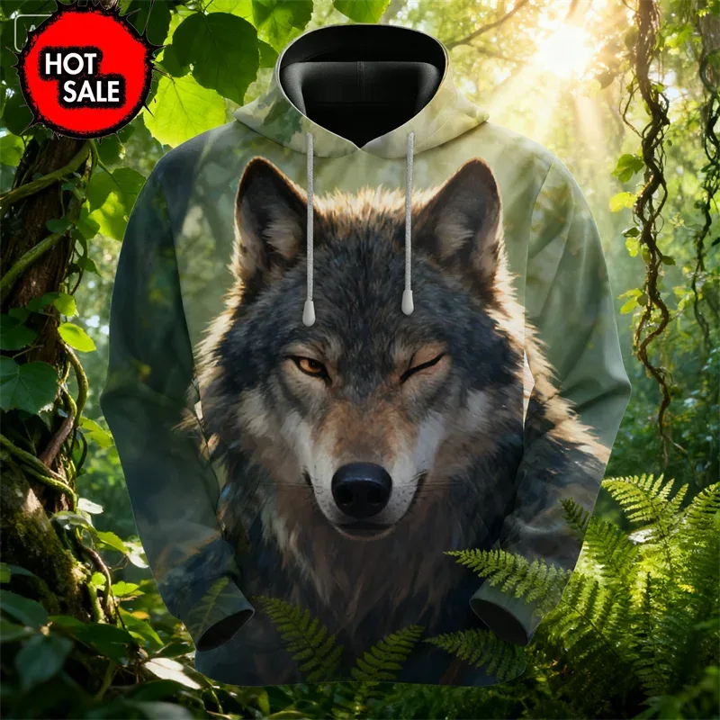 Fashion Animal Tiger Wolf 3D Printed Hoodies For Man Women Hooded Oversized New In Jackets Sweatshirts Man Tracksuit Coat Tops