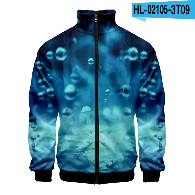 Harajuku Popular Rain 3D Print Zipper Raglan Jacket Windbreaker Boys/Girls Comfortable Stand Collar Jackets Coats