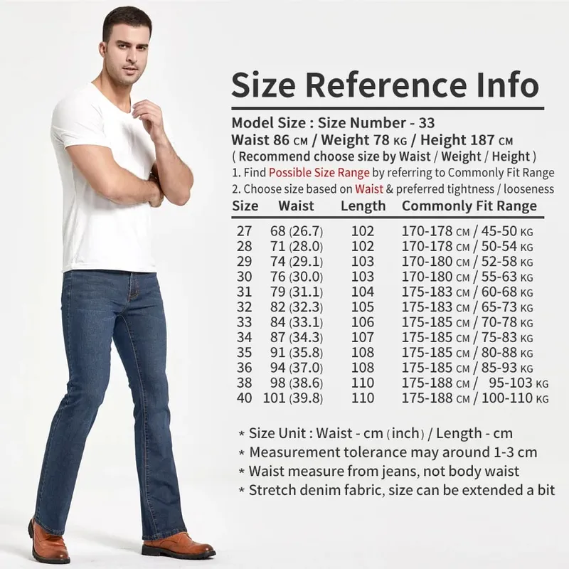 Jeans coupe botte pour hommes légèrement évasés coupe ajustée bleu noir pantalon de créateur classique pantalon en denim extensible pour hommes