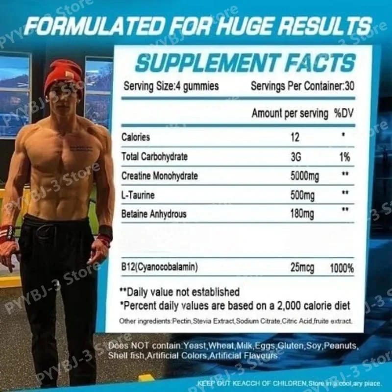 Kreatin Monohidrat B12 Vitamini ile İnfüze Sakızlar Kas Büyüme Gücü Egzersiz Öncesi Fitness Sağlık Takviyesi 120 adet