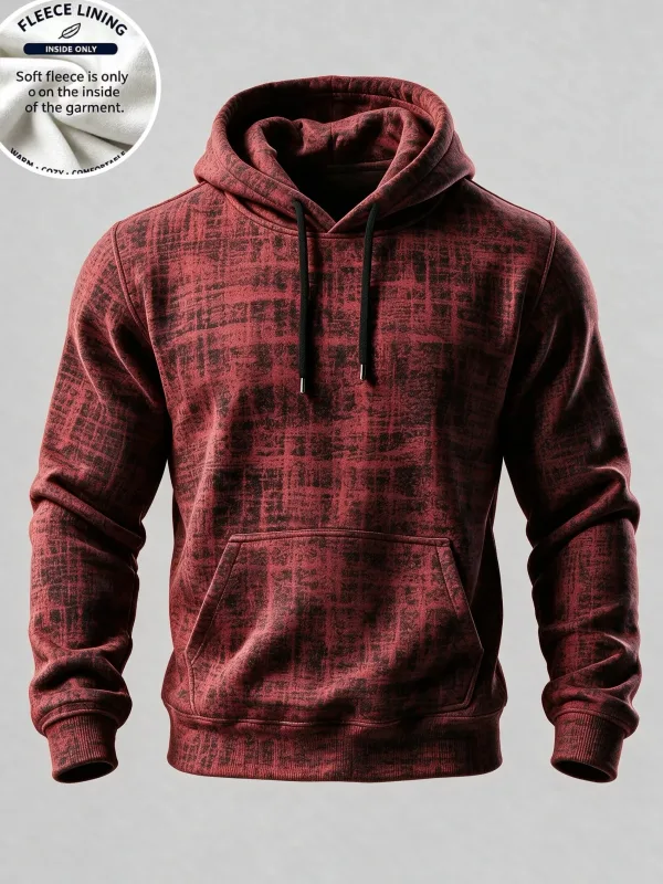 3D Printed Fleece Hoodie Vintage Rust Texture Block Pullover Long Sleeve Kangaroo Pocket Street Casual Sweatshirt