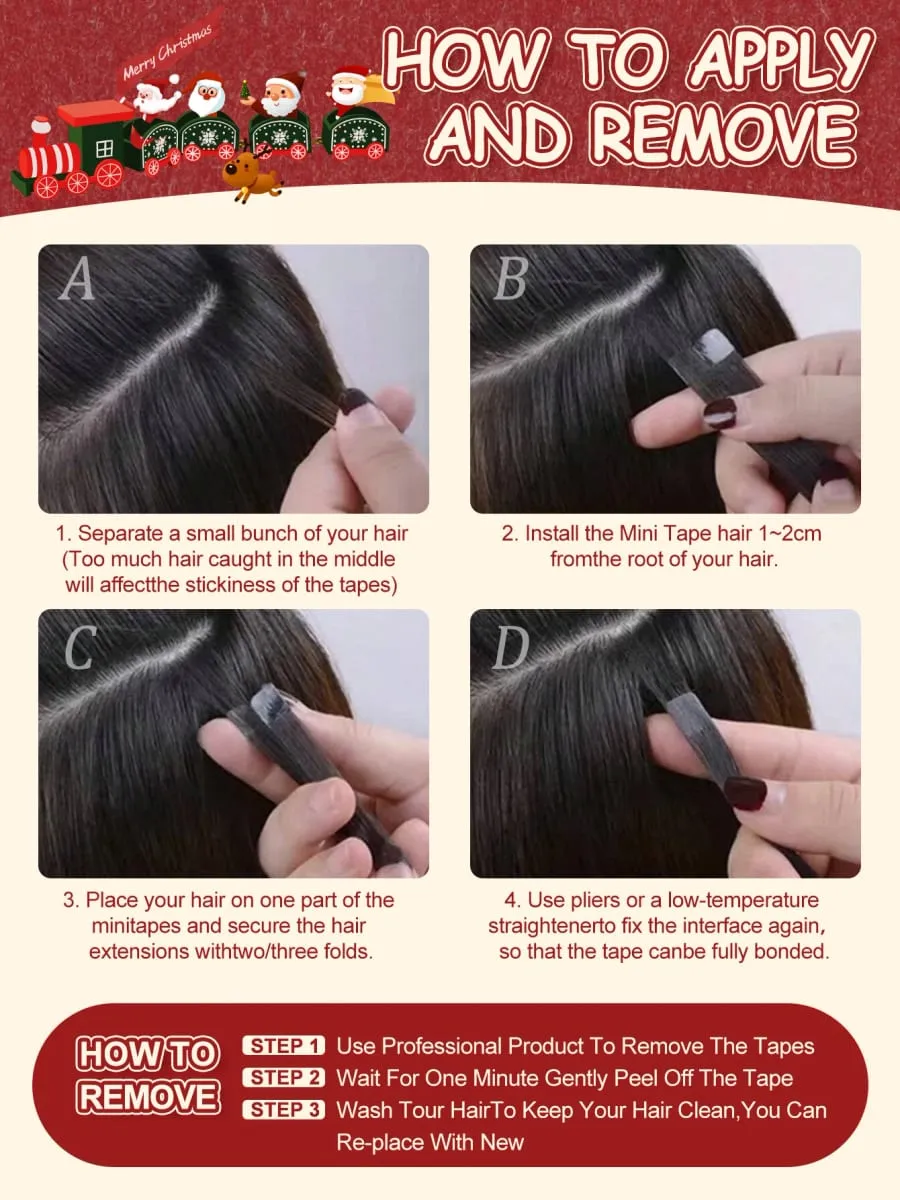 Invisible Mini Tape Hair Extensions 12-20Inch Human Hair Extentions 3x0.8cm Invisible Tape 10pcs/pack For Add Side Volume
