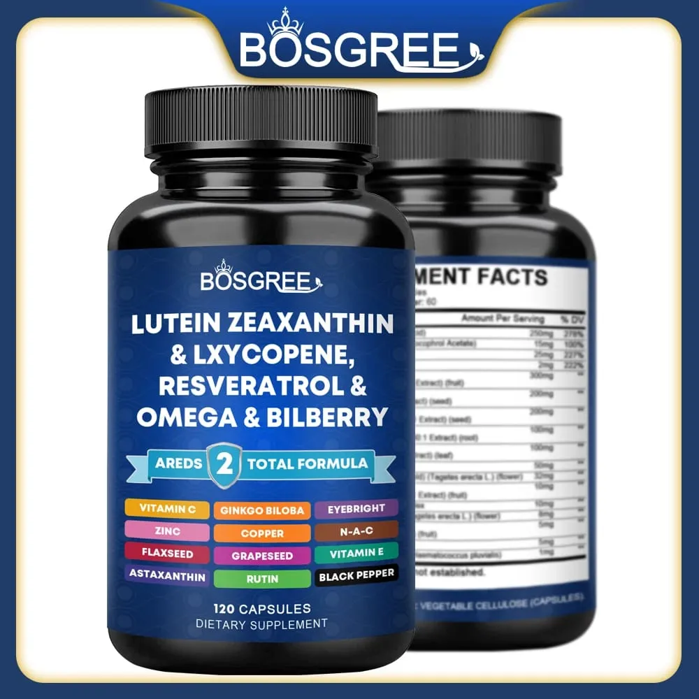 Lutein Zeaxanthin Capsules-Protect Blue Light Support Eye Health and Brighten Eyes- Areds 2 Eye Vitamin and Mineral Supplements